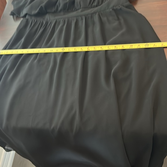 Hanna Nikole Chiffon Black Ruffle Sleeve A-Line Empire Waist Midi Dress Size 18W - Picture 14 of 16